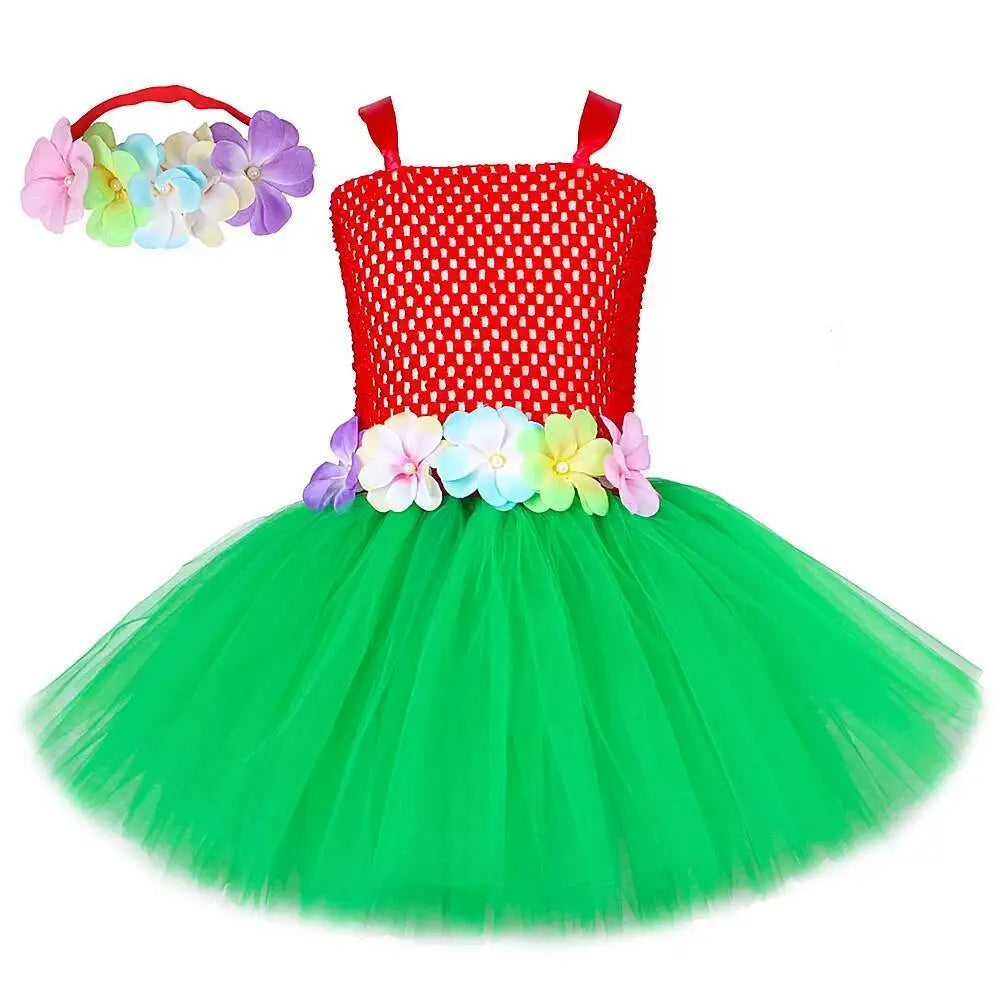 Hawaiian Hula Dresses for Girls Hawaii Lilo Tutu Dress Kids Hula Show Costumes Children Halloween Luau Dance Ballet Tutus Outfit