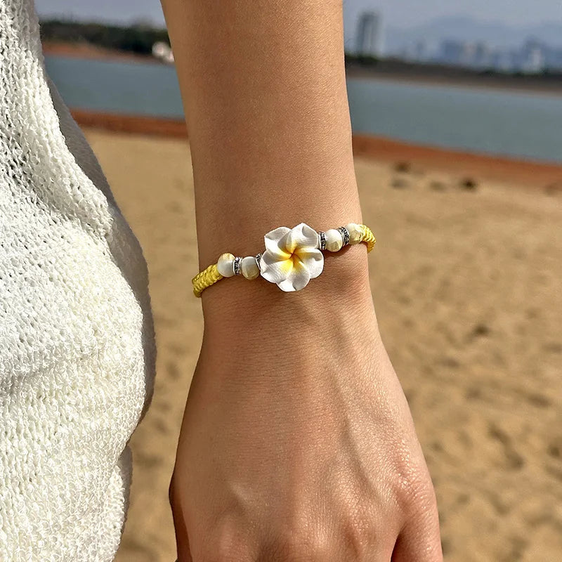 Hawaiian Bracelets for Women Bohemian Woven Tropical Flower Bracelets Handmade Braid  Summer Beach Girls Jewelry Accessories