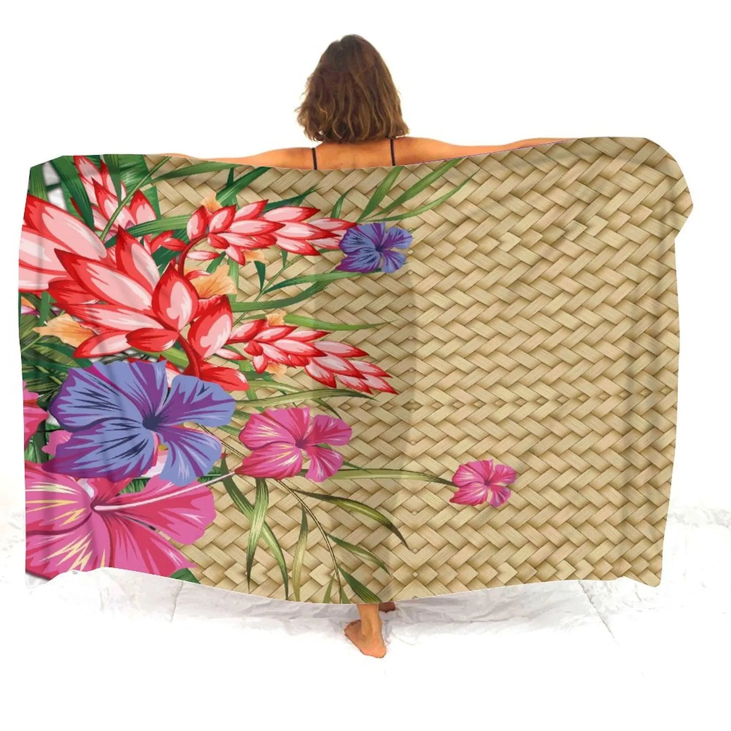 Custom Wholesale Polynesian Ladies Sarong Samoan Vintage Tribal Print Custom Sarong Style Shawl Summer Seaside Elegant Coat
