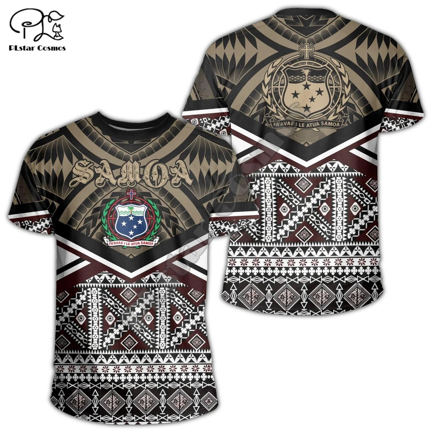 Polynesian  3D Printing Vintage Polynesian Island Samoa Tattoo Tribal Flag Men Women Short Sleeve T Shirt Streetwear