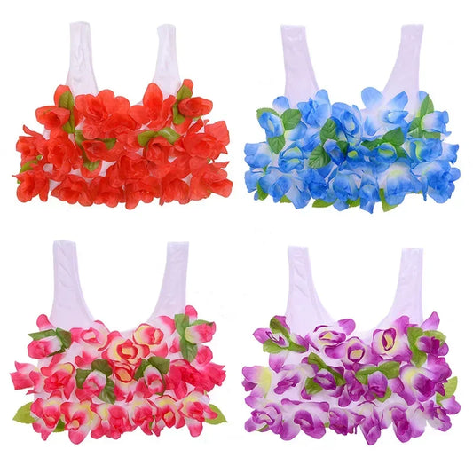 Women Lady Hawaii Flower Bra Hula Dance Performance  Summer Beach Tropical Party Supplies Halloween Christmas