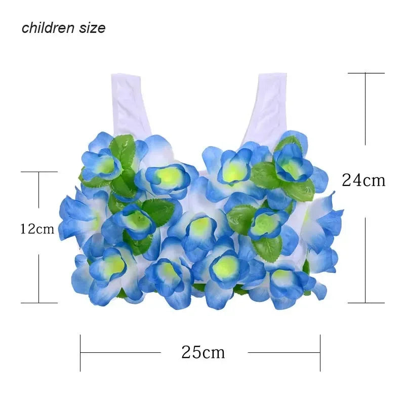 Women Lady Hawaii Flower Bra Hula Dance Performance  Summer Beach Tropical Party Supplies Halloween Christmas