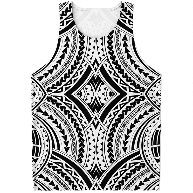 Trend Polynesian Tribal Pattern Mens Tank Top Summer Fashion Vintage Sleeveless T Shirt Cool Simple Streetwear Loose Tees Vest