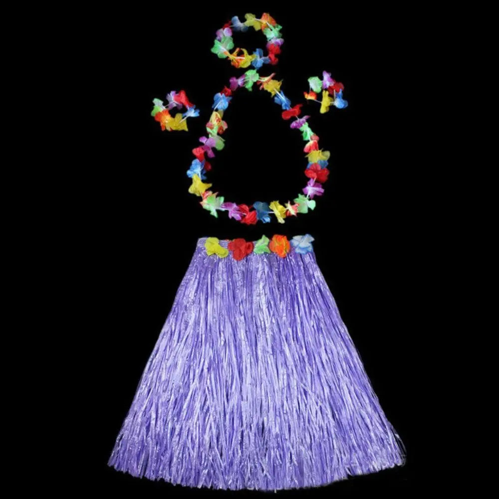 Ladies Women Hawaii Fancy Dress Grass Skirt Hula Hawaiian Full Charming 40CM