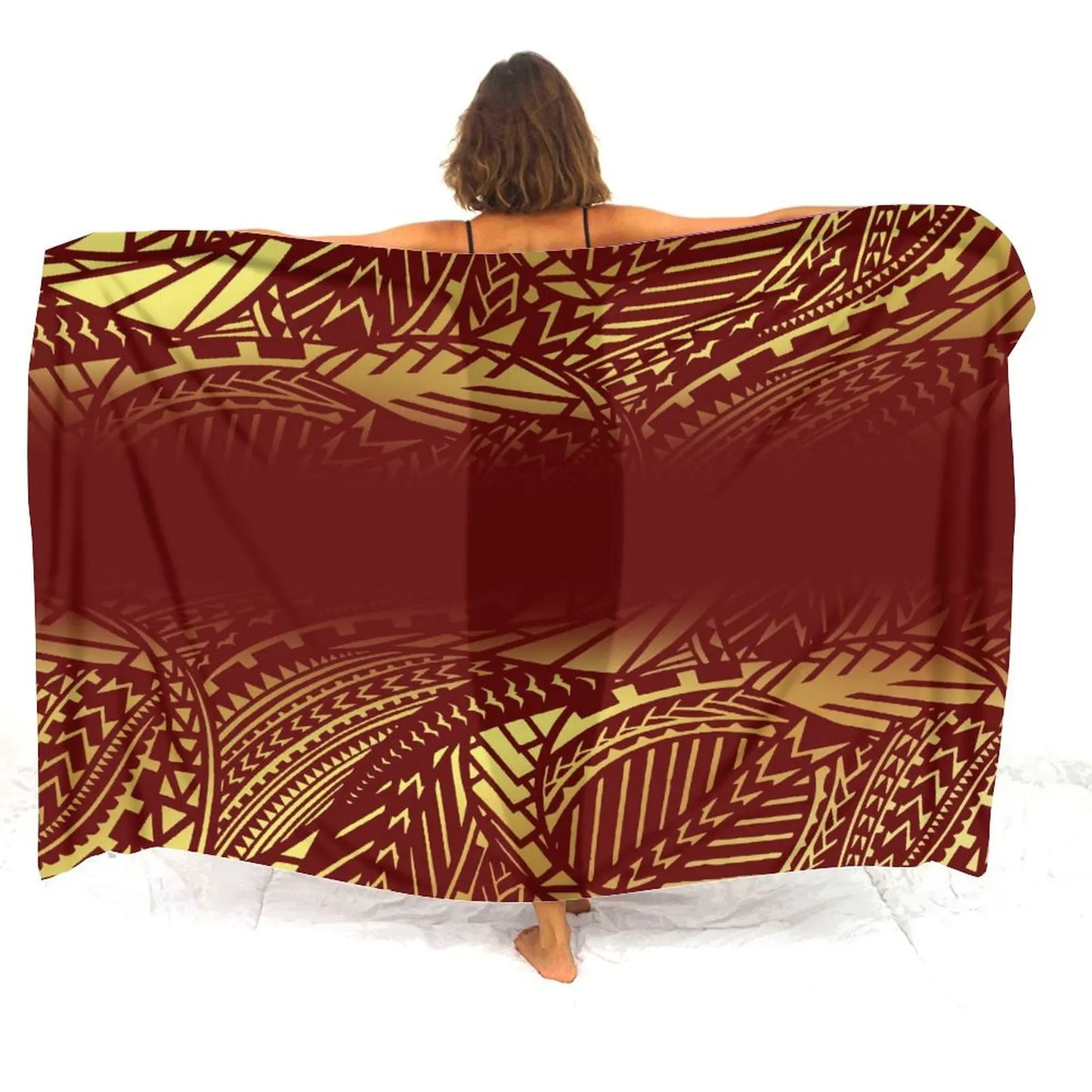 Custom Wholesale Polynesian Ladies Sarong Samoan Vintage Tribal Print Custom Sarong Style Shawl Summer Seaside Elegant Coat