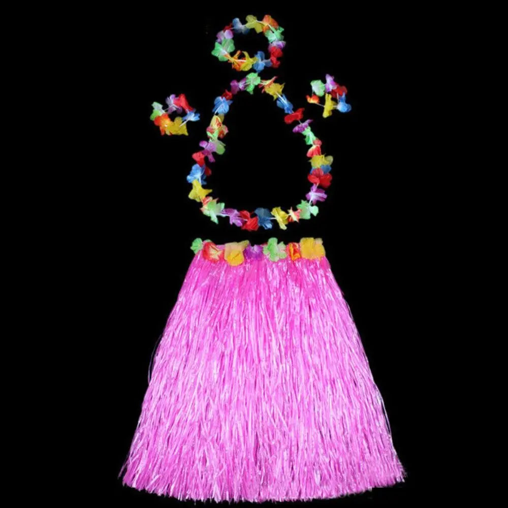 Ladies Women Hawaii Fancy Dress Grass Skirt Hula Hawaiian Full Charming 40CM