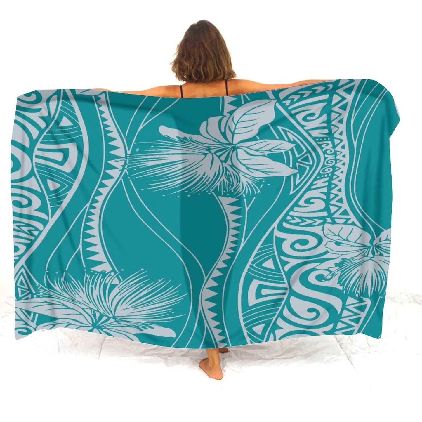 Custom Wholesale Polynesian Ladies Sarong Samoan Vintage Tribal Print Custom Sarong Style Shawl Summer Seaside Elegant Coat