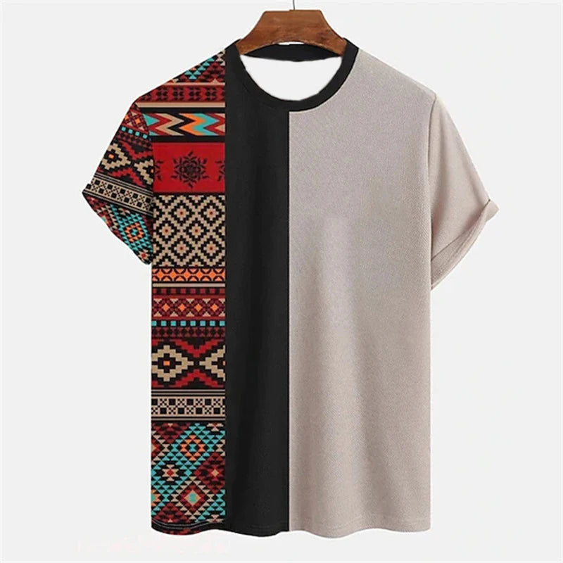 New Summer Tribal Ethnic Style Pattern Tshirt For Men 3D Print Men Women Short Sleeve Oversized Harajuku Tshirts Tee Top