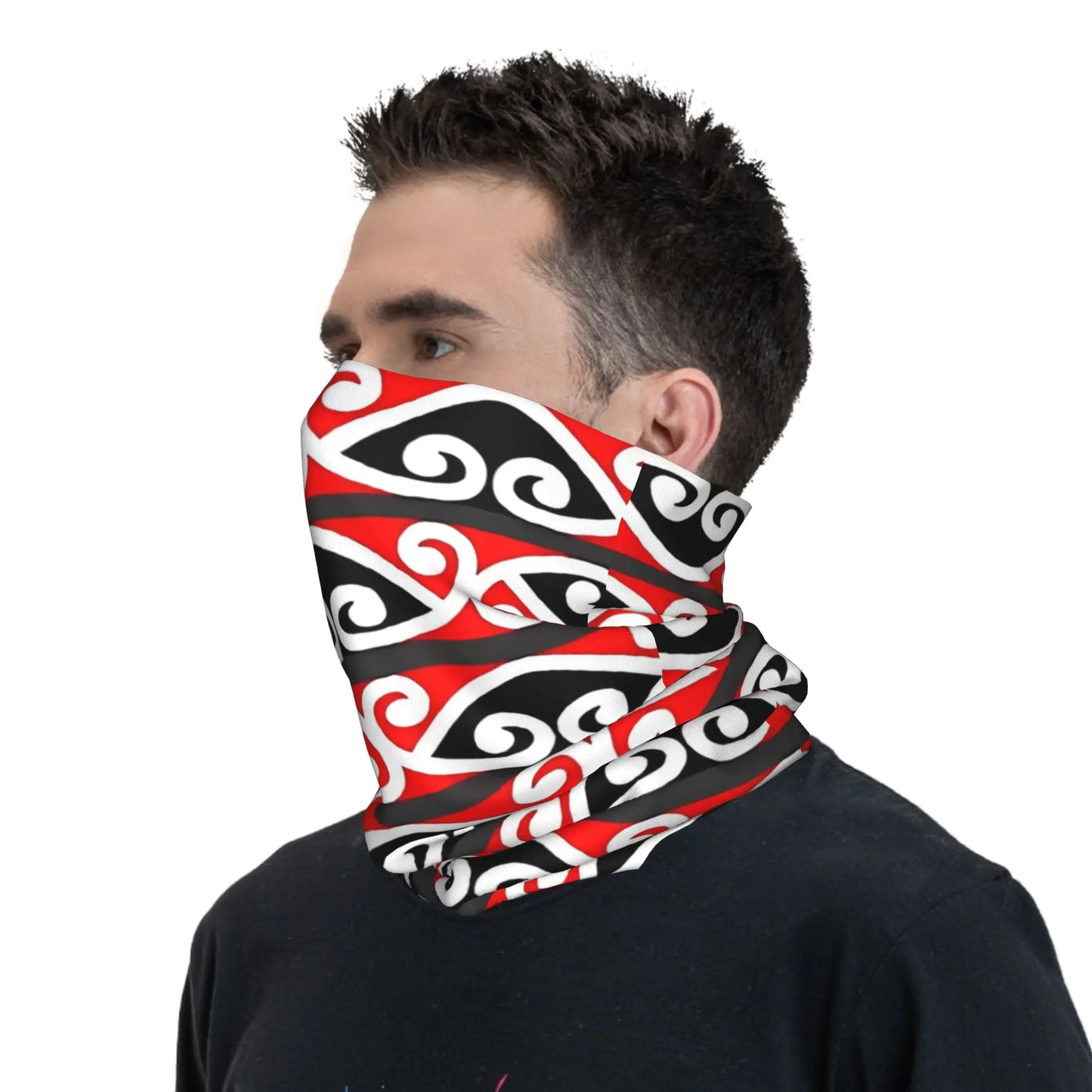 Custom Tribal Maori Warrior Bandana Neck Warmer Women Men Winter Ski Tube Scarf Gaiter Art Pattern Proud Face Cover