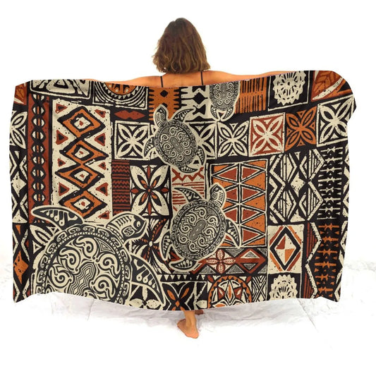 Custom Wholesale Polynesian Ladies Sarong Samoan Vintage Tribal Print Custom Sarong Style Shawl Summer Seaside Elegant Coat