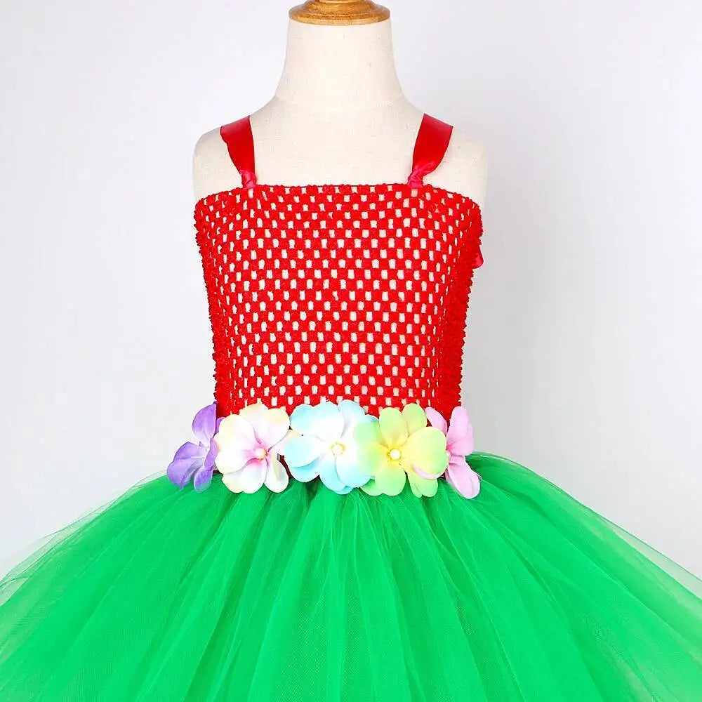 Hawaiian Hula Dresses for Girls Hawaii Lilo Tutu Dress Kids Hula Show Costumes Children Halloween Luau Dance Ballet Tutus Outfit