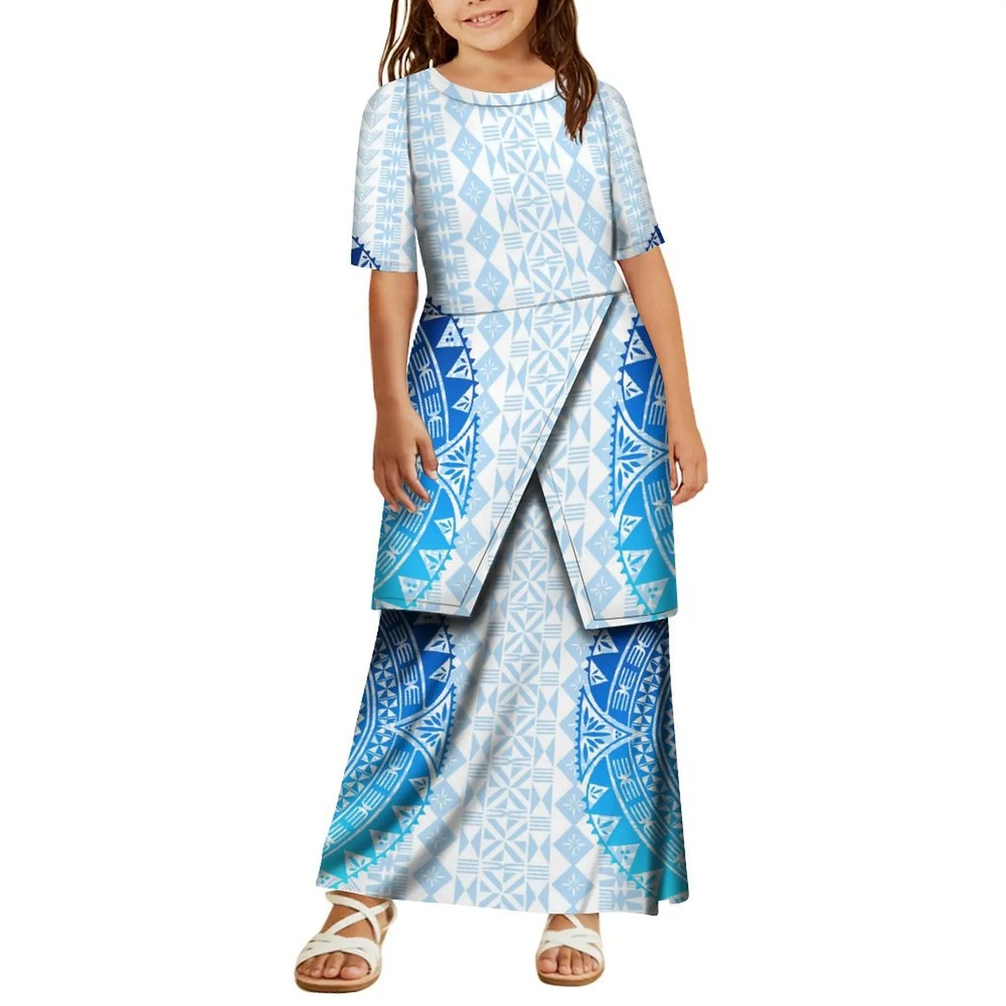 High Quality Customized Polynesian Tribal Print Samoa Puletasi Set Tongan Plus Size Mother and Daughter Dress