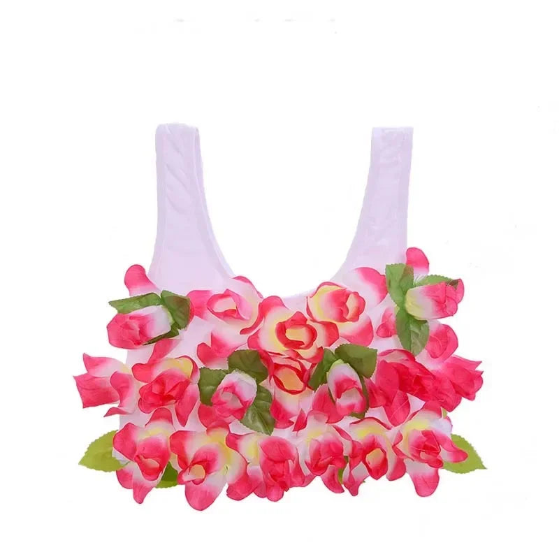 Women Lady Hawaii Flower Bra Hula Dance Performance  Summer Beach Tropical Party Supplies Halloween Christmas