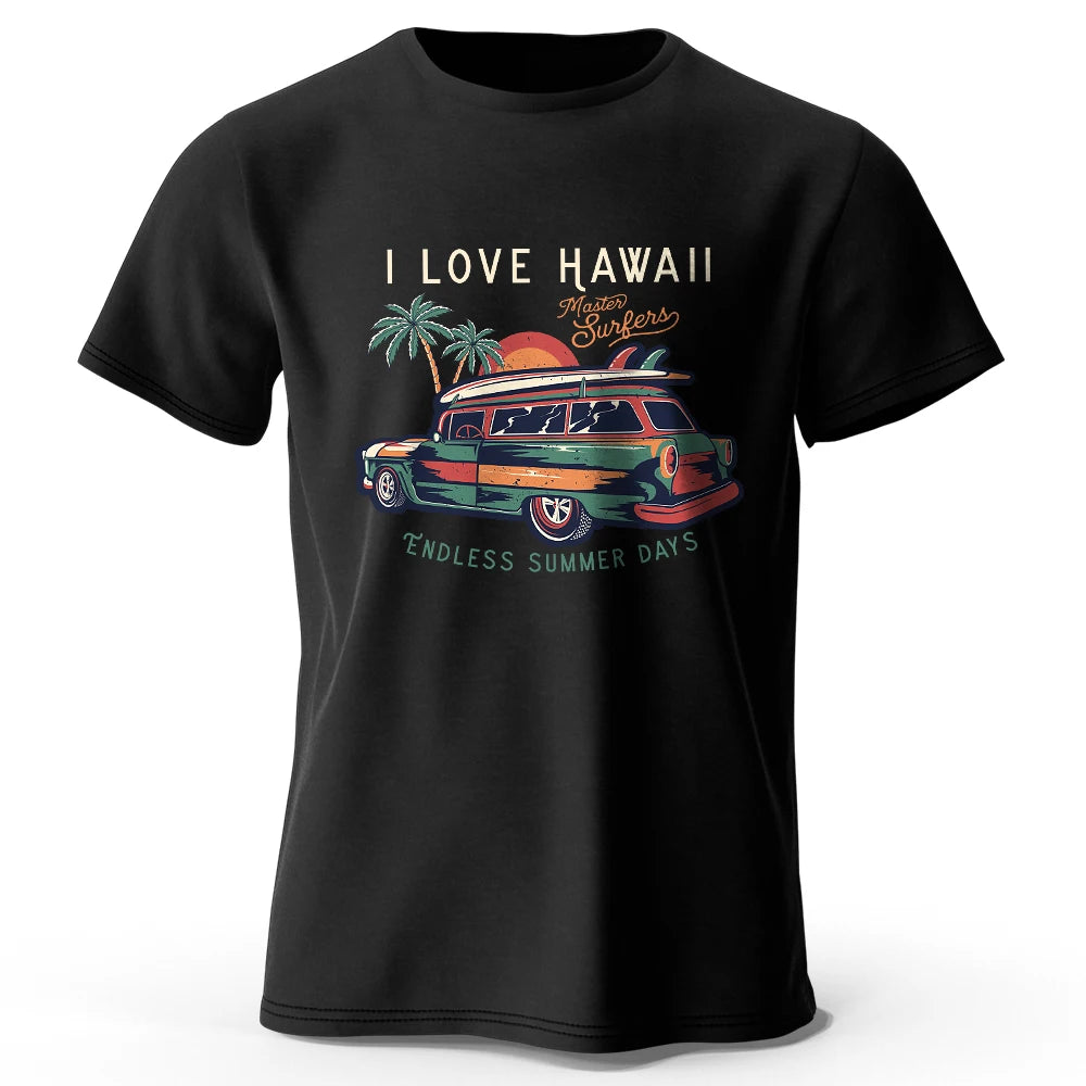 Hawaiian Holiday Printed Unisex Men Women T-Shirt Tees Tops 100% Cotton Aloha Flower Graphic Luau Party Outfit