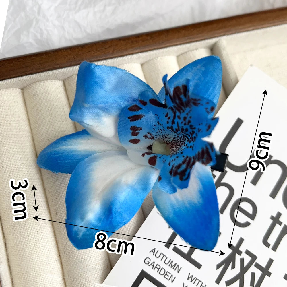 Hawaiian Orchid Flowers Hair Clips Bride Flowers Hair Clips Sweet Hairpins Barrettes Beach Vacation Headwear Hairs Accessories