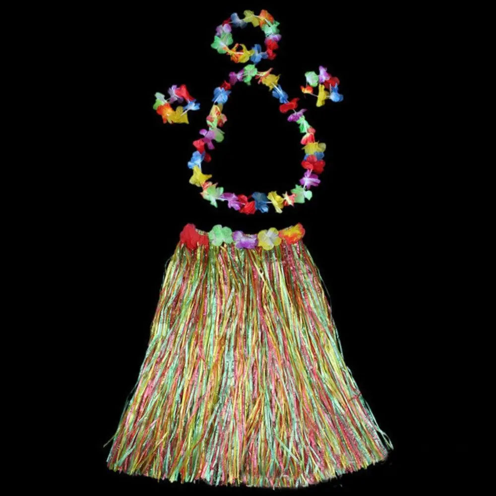 Ladies Women Hawaii Fancy Dress Grass Skirt Hula Hawaiian Full Charming 40CM