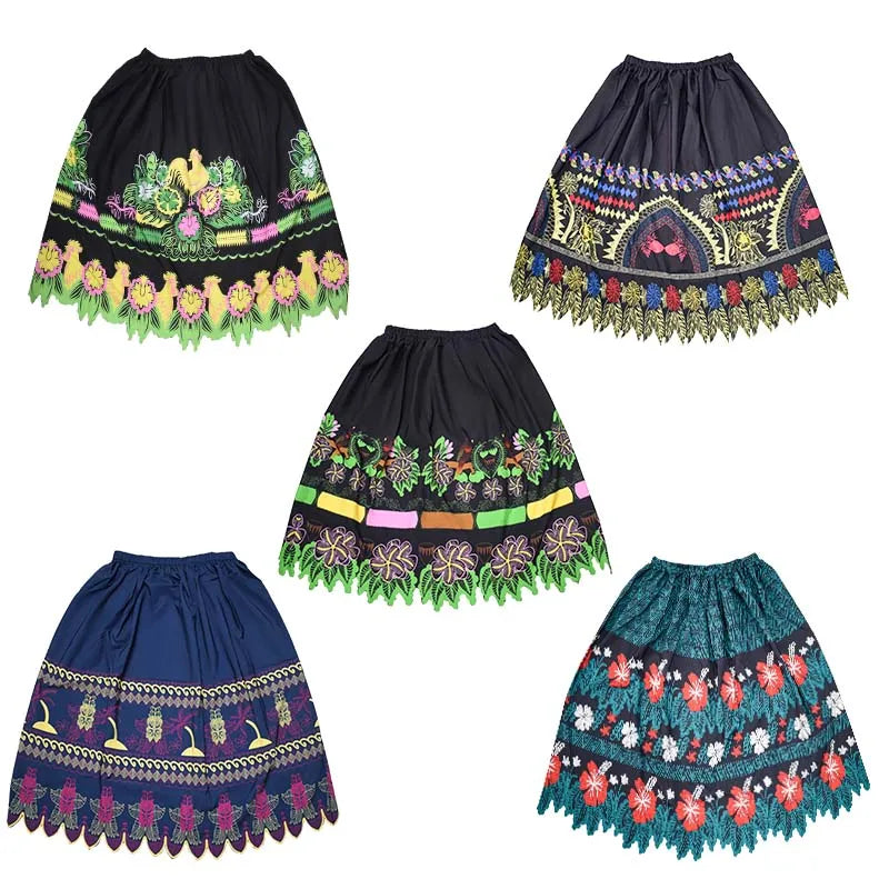 Custom Pacific Island Fashional Random Pattern Polyester Floral Printed Polynesian Micronesia Island Beach Skirt For Women