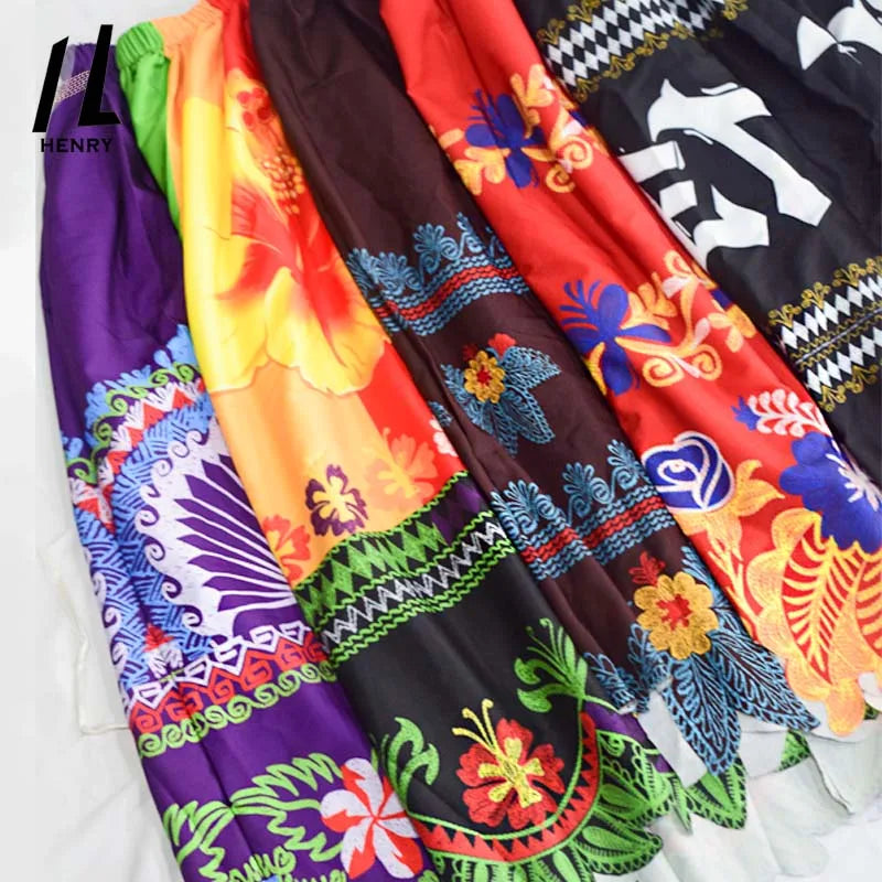 Custom Pacific Island Fashional Random Pattern Polyester Floral Printed Polynesian Micronesia Island Beach Skirt For Women