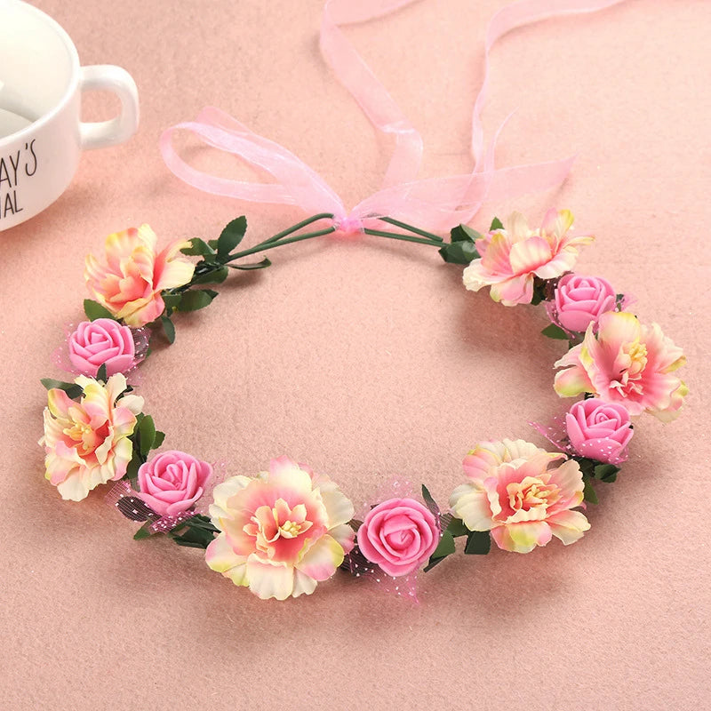 Hawaiian Wreath Bride Wedding Hair Accessories Simulation Flower Crown Headwear Children's Photo Hair Accessories Headbands