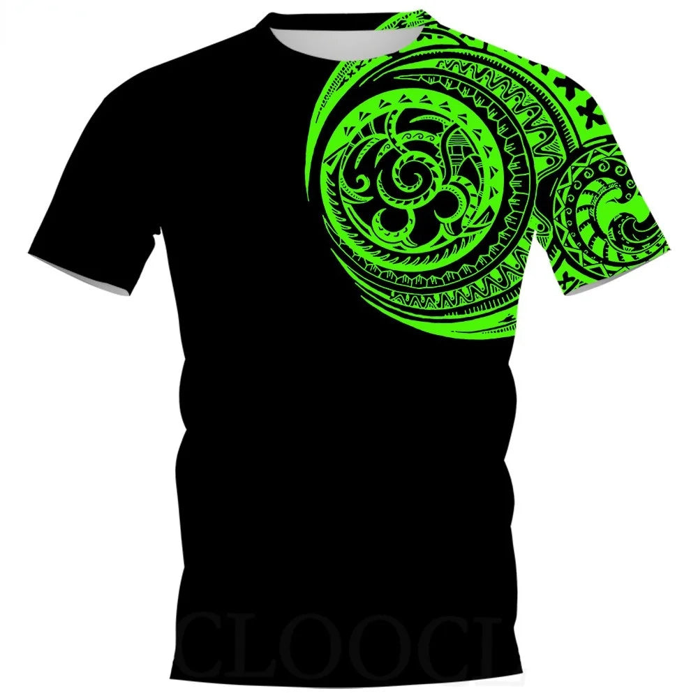 Vintage Tattoo Print Men's T-Shirt Fashion Polynesian Style 3D Print Summer Short Sleeve Loose Streetwear Breathable Men's Tops