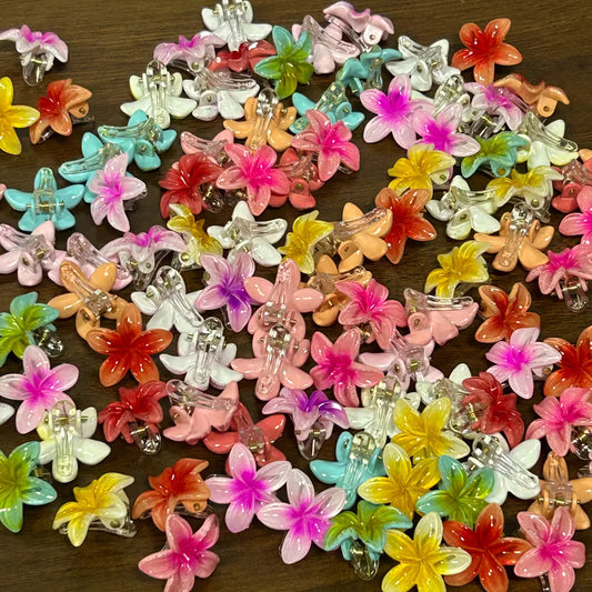 Plumeria Mini Claw Hair Clips | Assorted Colors | 6-Pack & 12-Pack