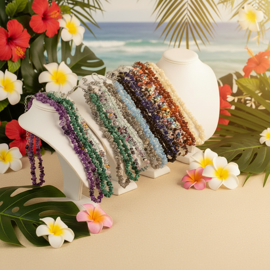 Bohemian Stone Necklaces Tropical Background